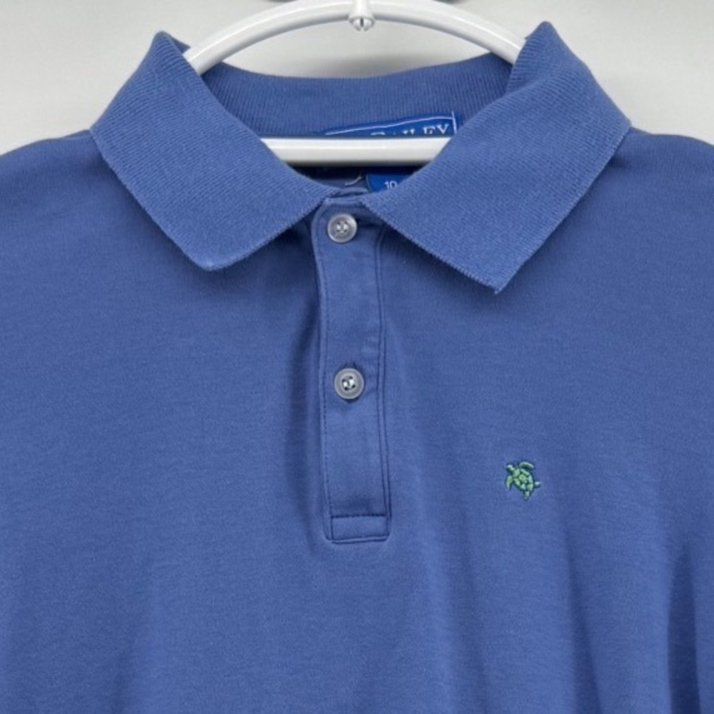 J. Bailey Boys Blue Long Sleeve Sea Turtle Embroidered Cotton Polo Shirt Size 10